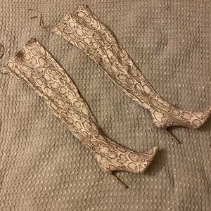 Miss Lola Official Over The Knee Snakeskin Boots